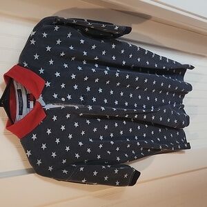 Tommy Hilfiger polo shirt Men's M Navy w/ blue Stars and red collar